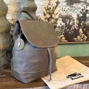 Roots blue grey  Leather Backpack Bag - Neutral Taupe beautiful condition